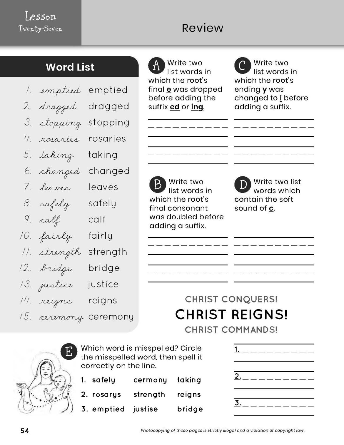 My Catholic Speller, Level C - Catholic Heritage Curricula