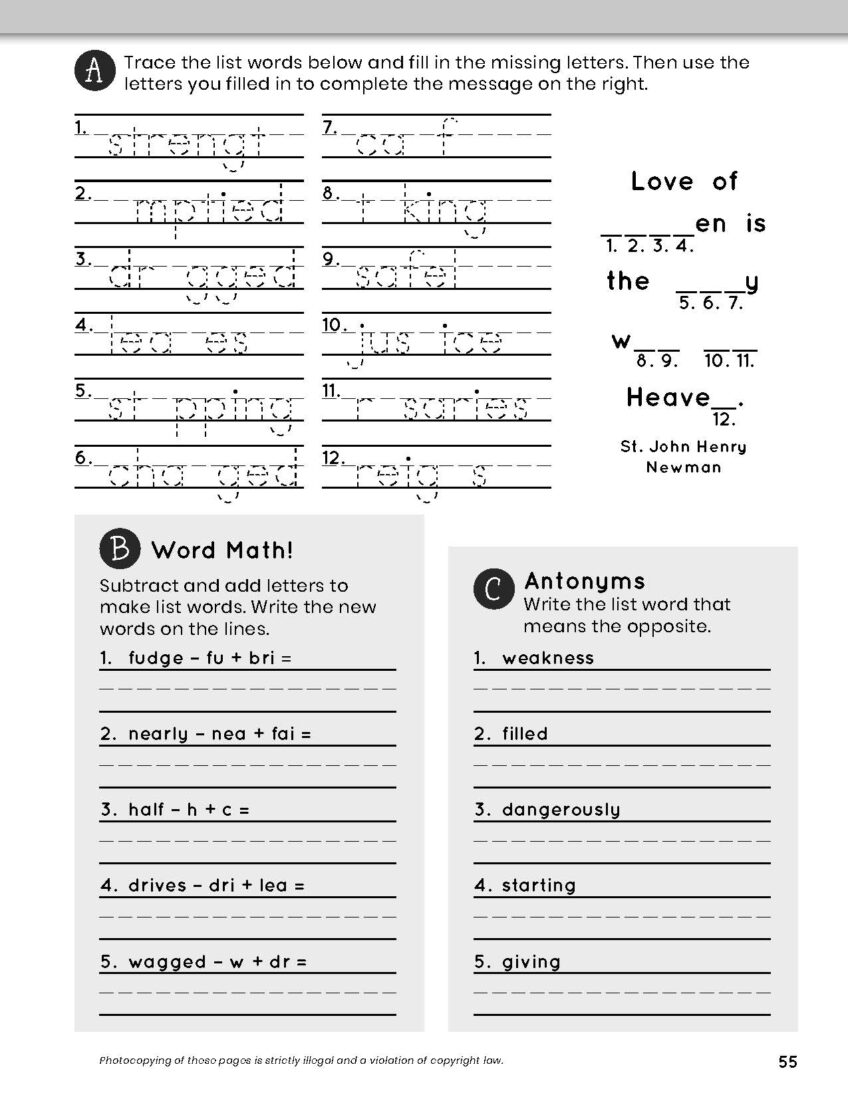 My Catholic Speller, Level C - Catholic Heritage Curricula