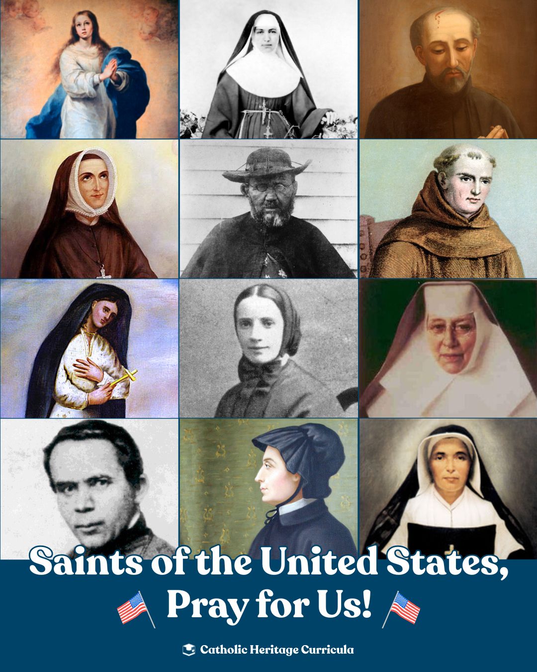 Image of 11 Catholic Saints from the United States of America