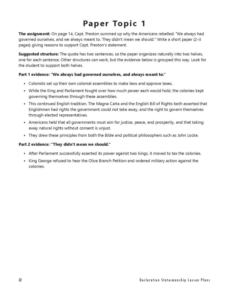 Teacher Guide for Paper Topics